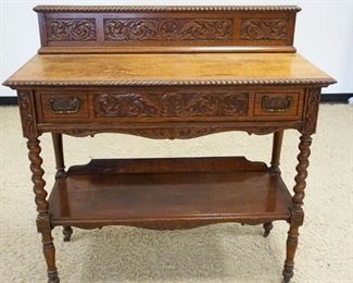 1110	CARVED OAK ONE DRAWER SERVER, APPROXIMATELY 48 IN X 19 IN X 48 IN HIGH
