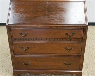 1127	MAHOGANY 3 DRAWER SECRETARY DESK, APPROXIMATELY 37 IN X 19 IN X 32 IN HIGH
