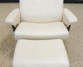 1136	MODERN KORNES LEATHER SWIVEL & RECLINING CHAIR W/OTTOMAN, NORWAY
