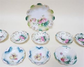 1167	NINE PIECE R.S PRUSSIA LOT, BOWLS LARGEST APP. 9 1/2 IN X 3 IN H 
