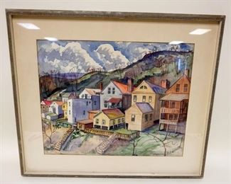 1175	SIGNED TRIPLETT WATERCOLOR UNDER GLASS APP. 23 IN X 27 IN OVERALL
