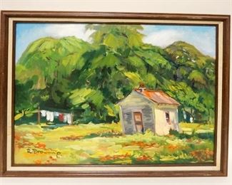 1176	SIGNED D. BROWNING OIL ON CANVAS PAINTING OF A RURAL SCENE. APP. 23 IN X 27 IN OVERALL
