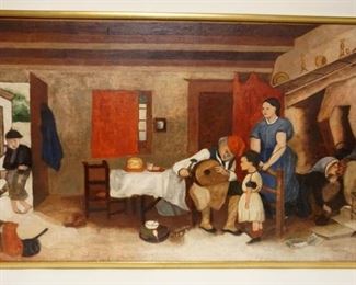 1177	OIL ON CANVAS PAINTING UNSIGNED APP. 30  IN X 45 IN OVERALL
