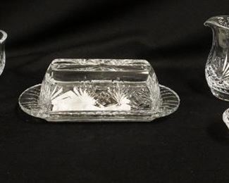 1189	MILLER ROGASKA 7 PIECE LOT OF ASSORTED CRYSTAL INCLUDING SALT & PEPPERS, BUTTER DISH & CREAMER
