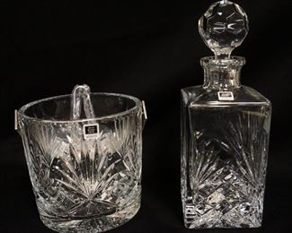 1195	MILLER ROGASKA CRYSTAL LOT OF 2 INCLUDING ICE BUCKET & DECANTOR, TALLEST APPROXIMATELY 11 IN HIGH
