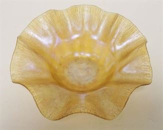 1202	GOLD IRIDIZED & RIBBED ART GLASS BOWL, APPROXIMATELY 7 IN X 2 1/2 IN HIGH
