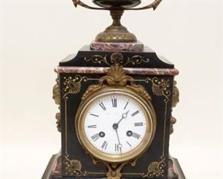 1205	VICTORIAN MARBLE CLOCK W/BRONZE CLAW FEET & GARNITURES, APPROXIMATELY 21 IN HIGH

