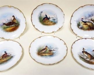 1213	LOT OF 6 LIMOGES 9 IN GAME PLATES, WEAR ON EDGE OF 1 PLATE
