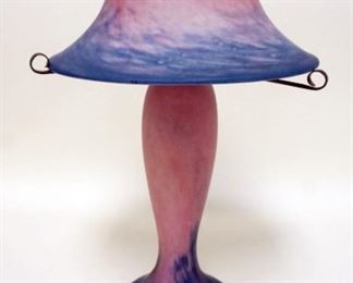 1231	ART GLASS MUSHROOM SHAPED LAMP, APPROXIMATELY 18 IN H
