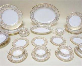 1234	WEDGWOOD GOLD FLORENTINE DINNERWARE, INCLUDING 14 IN OVAL PLATTER, 4 - 10 3/4 IN PLATES, 4 - 8 IN PLATES, 4 - 6 IN PLATES AND 4 - 8 IN BOWLS
