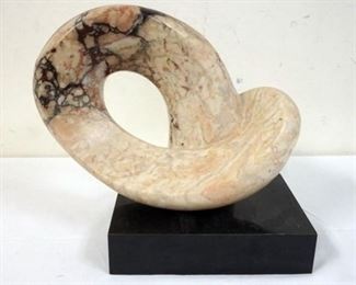 1235	MODERN MARBLE SCULPTURE ON WOOD BASE, SIGNED ON BACK OF MARBLE, APPROXIMATELY 12 IN H

