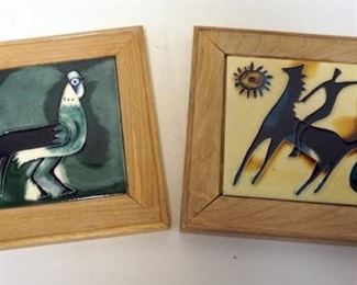 1236	2 MODERN TILES, APPROXIMATELY 9 IN SQUARE
