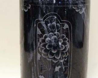 1243	LARGE MARBLE VASE WITH ETCHED PANEL DESIGNS, APPROXIMATELY 16 IN H
