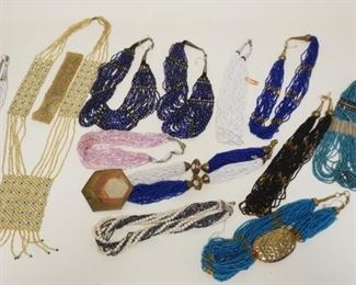 1287	LOT OF COSTUME JEWELRY BEADED NECKLACES, AS FOUND
