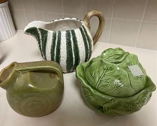 Assortment of collector pitchers and bowls with lids