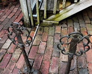 Pair of large antique andirons