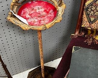 Antique cast iron standing ash tray 