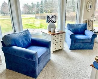 Matching arm chairs (Coral Reef Sun Blue color) (SOLD), American Signature French County style side table