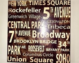 Close-up of New York wall art