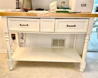 French Country style piece w/ wood top and drawers