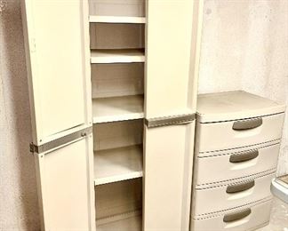 Tall molded plastic cabinet and 4 drawer chest