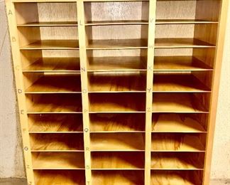 Wooden slot cabinet on wheels (36" wide by 46" tall)