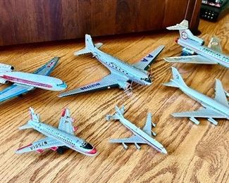 Vintage metal/tin airplanes, American Airlines, TWA