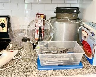 Misc. kitchen bakeware, small appliances, etc.