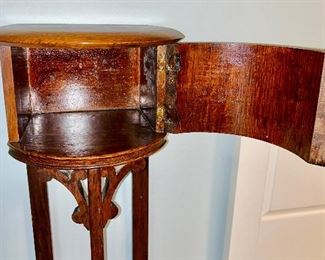 Antique oak collar cabinet (inside view)