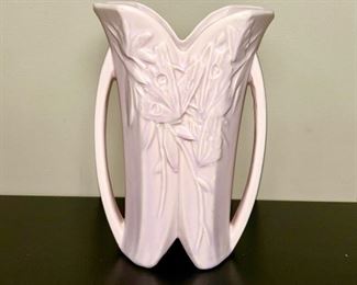 Unmarked McCoy butterfly pink vase, 10 1/4" tall