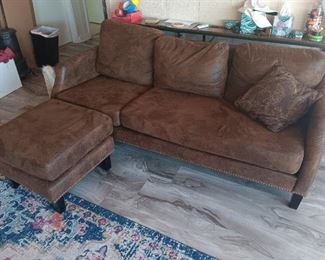 Suede Sofa and Ottoman  $75