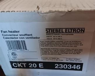 New in the Box      Fan Heater                                                                                    Stiebel Eltron CKT 20 E     230346                                                  $125