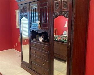 ANTIQUE 4 PC WARDROBE CLOSET! CUSTOM FITTED FOR STORAGE. THE MOST USEFUL PIECE OF FURNITURE YOU WILL EVER OWN!