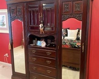ANTIQUE 4 PC WARDROBE CLOSET! CUSTOM FITTED FOR STORAGE. THE MOST USEFUL PIECE OF FURNITURE YOU WILL EVER OWN!