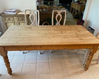 RESTORATION HARDWARE FARM TABLE                               6 CHAIRS  WHITE WASH FINISH.  