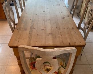 RESTORATION HARDWARE FARM TABLE                               6 CHAIRS  WHITE WASH FINISH.  
