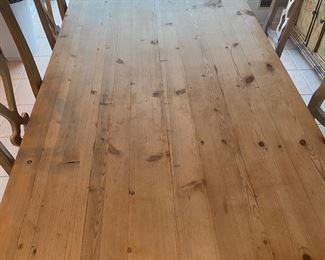 RESTORATION HARDWARE FARM TABLE                               6 CHAIRS  WHITE WASH FINISH.  