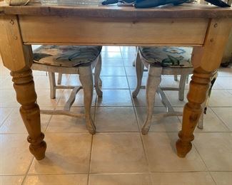 RESTORATION HARDWARE FARM TABLE                               6 CHAIRS  WHITE WASH FINISH.  