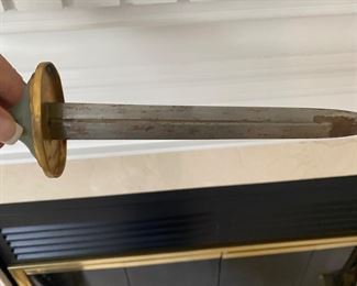 OLDER CLOISSONE DAGGER 14" JADE HANDLE