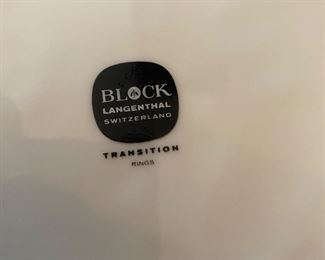 BLOCK LANGENTHAL "TRANSITIONS" 
SWITZERLAND 72 PC SET OF CHINA. SERVICE FOR 12 PLUSE SERVING PIECES DECORATED WITH PLATINUM
