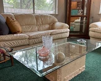 Glass top sofa table