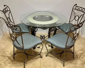 Metal frame and glass top table-4 chairs