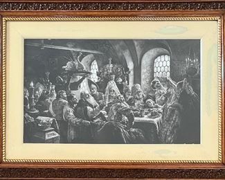 Large Antique Boyar Wedding Feast Print By Konstantin Makovsky Copyright 1885 Chas W. Shumann