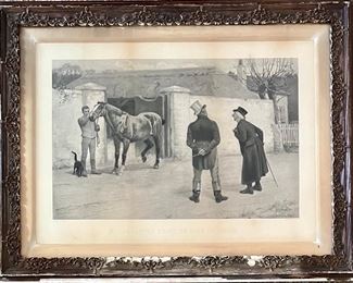 Antique J.C. Dollman " Warranted Quiet To Ride Or Drive " Print In Large Decorative Frame