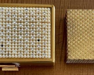1950's Elgin American Compact Cigarette Case W/ A Du Maurier Cigarette, And Volupte Compact With Puff