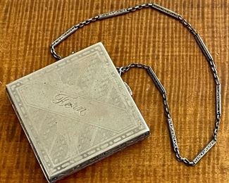 Antique 1920's Elginite EAM Silver And Gold Tone Dance Purse Compact