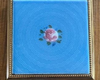 Genuine Hand Painted Cloisonne Enamel Covered Compact By Evans