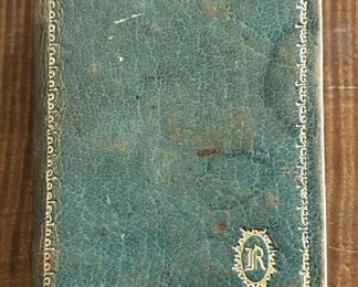 1920's Rare Raquel Leather Book Vanity Case Powder Compact With Mirror