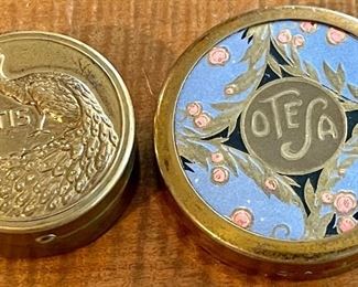 2 Art Deco Powder Compacts - Nylotis Rouge Compact & Otesa Art Nouveau Powder Compact