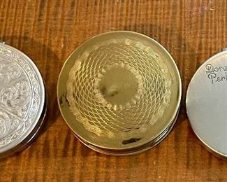 Dorothy Perkins Silver Rouge Compact With Original Paper Insert - Norida Gold Tone Powder - Silvertone Compact